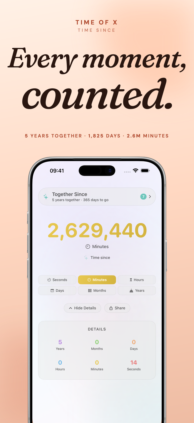 Time of X showing a live milestone counter on iPhone